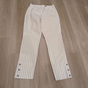 Rag & Bone White Striped Pants With Cute Buttons Size 8